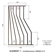 Arteferro Designpaneel Linear 212 serie - element 1 - hoogte 1000 mm  