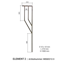 Arteferro Designpaneel Linear 212 serie - element 2 - hoogte 1000 mm   