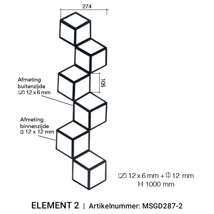 Arteferro Designpaneel Geometric 287 serie -element 2 - vk 12 mm + 12x6 mm - (hxb) 1000x274 mm 