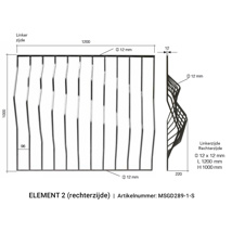 Arteferro Designpaneel Linear 289 serie - element 2 rechts - vk 12 mm (hxbxd) 1000x1200x220 mm  