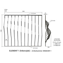 Arteferro Designpaneel Linear 289 serie - element 1 links - vk 12 mm (hxbxd) 1000x1200x220 mm  