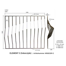 Arteferro Designpaneel Linear 289 serie - element 3 links - vk 12 mm (hxbxd) 1000x1200x230 mm 