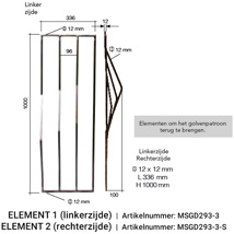 Arteferro Designpaneel Linear 293 serie - element 1 links - vk 12 mm (hxbxd) 1000x336x100 mm  
