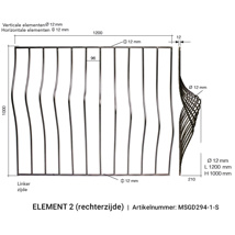Arteferro Designpaneel Linear 294 serie - element 2 re - Ø12 mm - 12 mm (hxbxd) 1000x1200x210 mm 