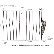 Arteferro Designpaneel Linear 294 serie - element 1 li - Ø12 mm - 12 mm (hxbxd) 1000x1200x210 mm 