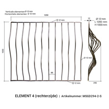 Arteferro Designpaneel Linear 294 serie - element 4 re - Ø12 mm - 12 mm (hxbxd) 1000x1200x245 mm 