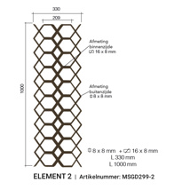 Arteferro Designpaneel Geometric 299 serie - element 2 - vk 8 mm + 16x8 mm - (hxb) 1000x330 mm 
