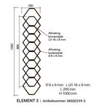 Arteferro Designpaneel Geometric 299 serie - element 3 - vk 8 mm + 16x8 mm - (hxb) 1000x200 mm 