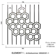 Arteferro Designpaneel Geometric 301 serie - element 1 - vierkant 12 mm - (hxb) 1000x865 mm 