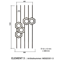 Arteferro Designpaneel Geometric 301 serie - element 3 - vierkant 12 mm - (hxb) 1000x568 mm 