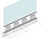 IAM Design Glass U A Top1 kit aluminium - 1 meter - voor glasdikte 19 mm - levering per 3 meter 
